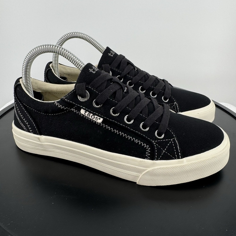 Taos Footwear Black Canvas Sneakers with Cream Sole